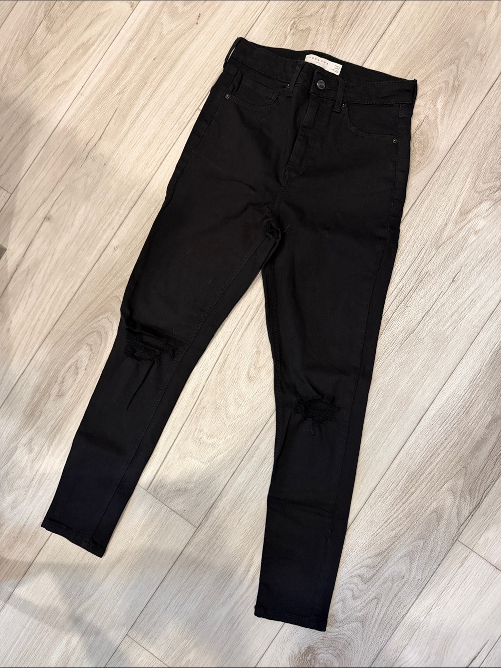 Topshop Black High Waisted Skinny Ripped Jeans